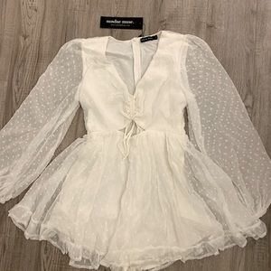 Sundae Muse white frilly playsuit